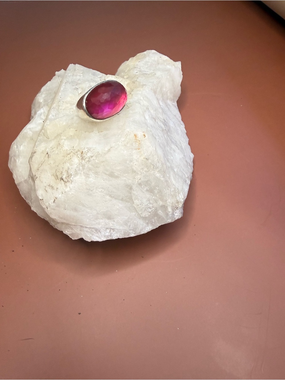 Ippolita Silver Ring with Deep Pink Oval Gemstone
